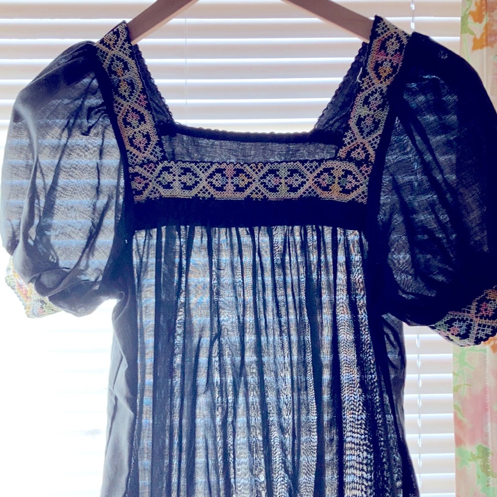 Vintage embroidered cotton empire dress